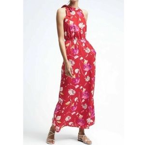 Banana Republic Petite Red Floral Maxi Dress